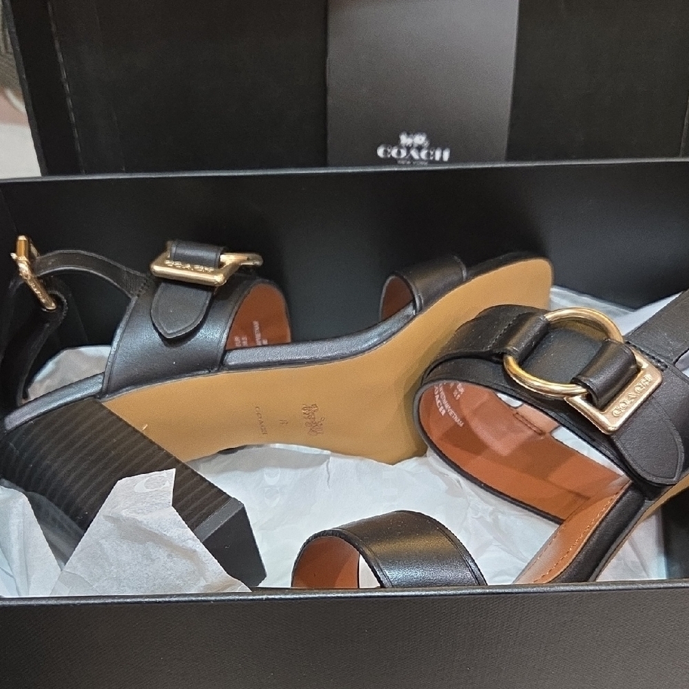 Coach Black Heels with Chunky Design